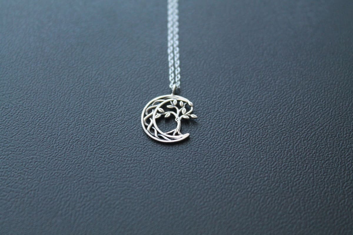 Collar Plata Árbol De La Vida Y Luna