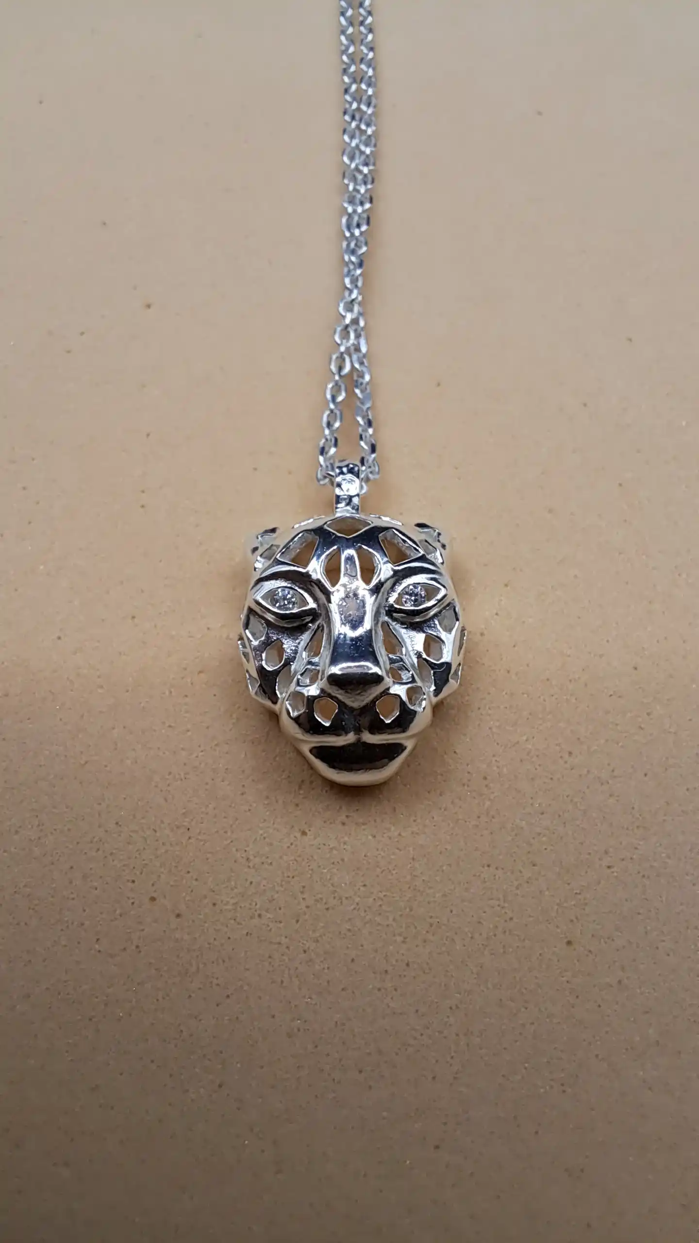 Collar Tigre de Plata con Zirconia Cúbica 925