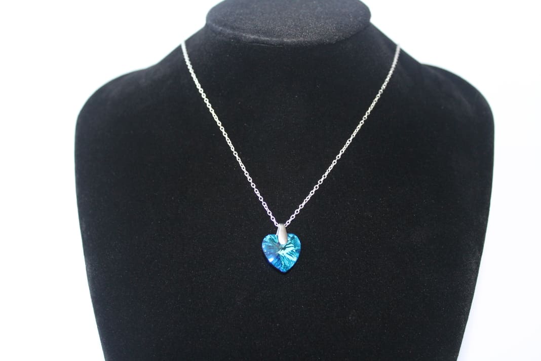 Collar Corazón de Plata con Cristal Azul - Imagen 2