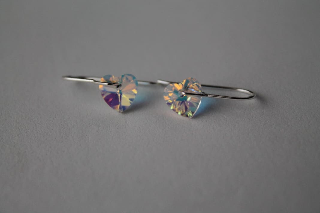 Pendientes Corazones de Plata con Cristal