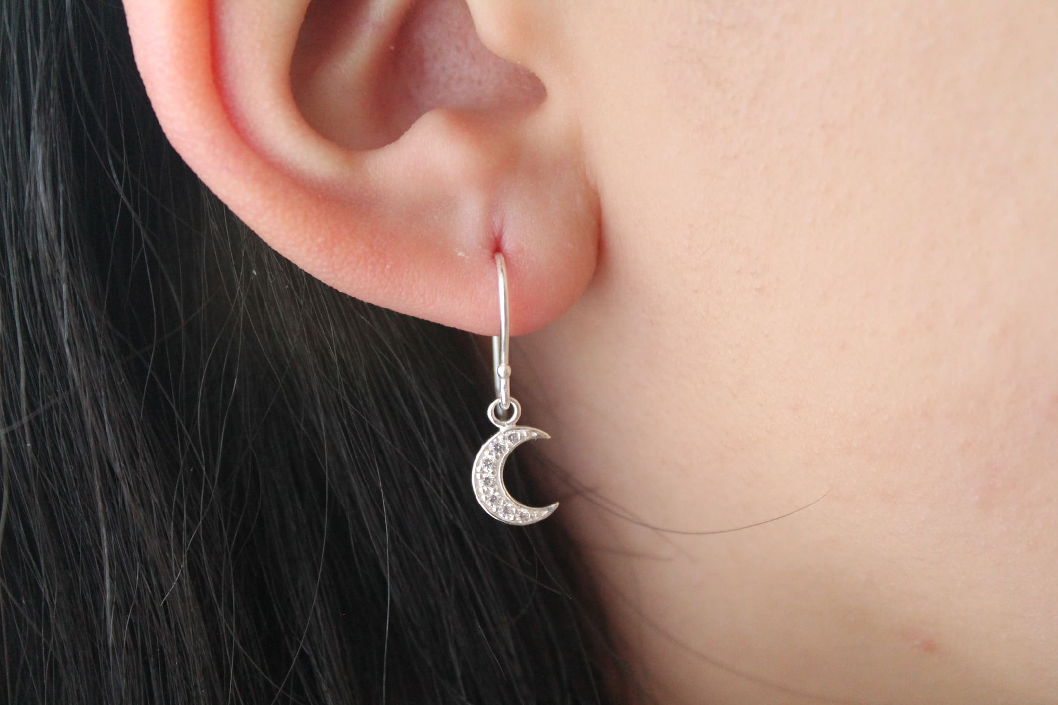 Pendientes Luna de Plata con Zirconia Cúbica