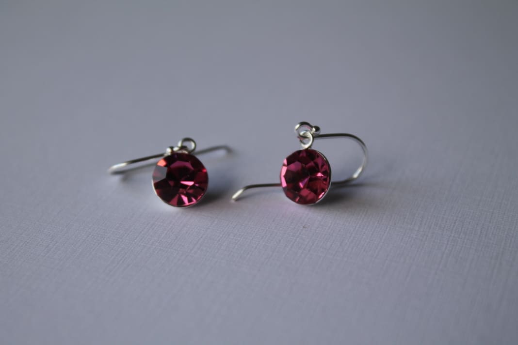Pendientes Redondos de Plata con Cristal - Imagen 3