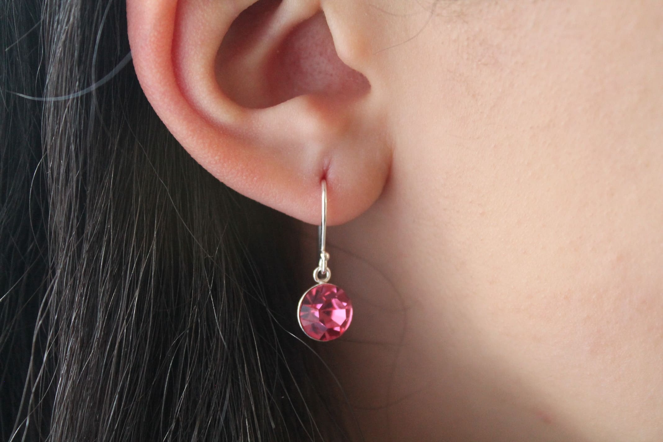 Pendientes Redondos de Plata con Cristal