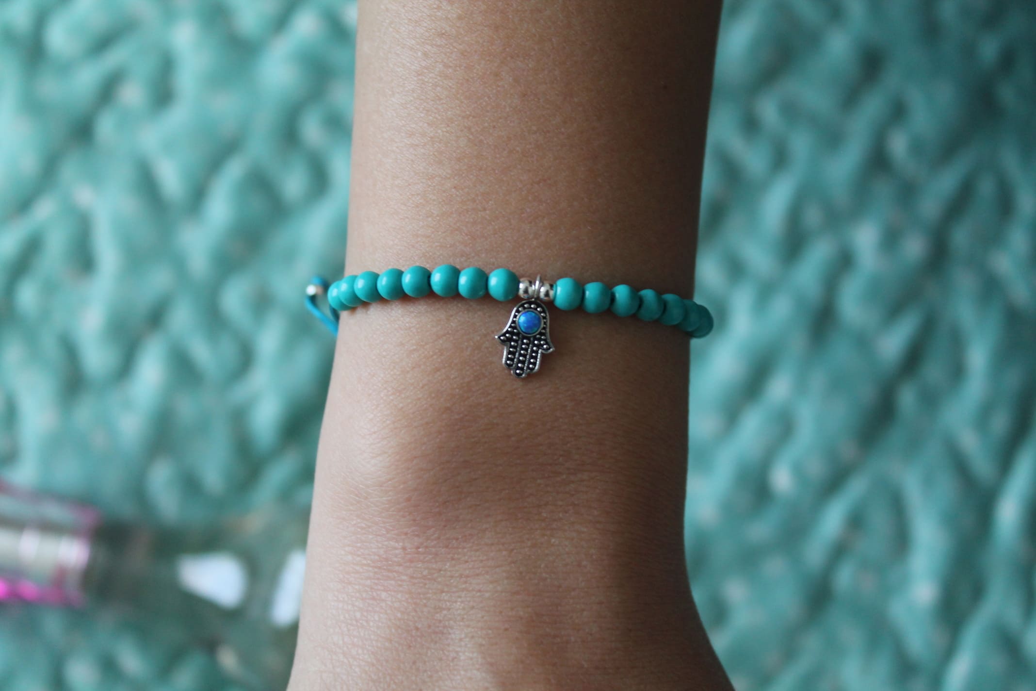 Pulsera Cordón Ajustable de Plata con Ópalo y Piedra Natural