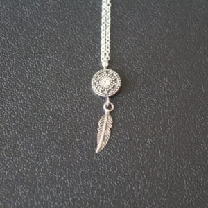Collar étnico de plata 925 con cristal y acabado plateado oxidado