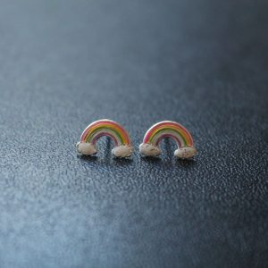 Pendientes Infantiles Arco Iris 5 Colores Plata con Epoxi