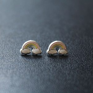 Pendientes Infantiles Arco Iris Plata con Epoxi