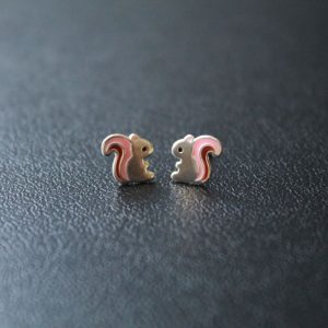 Pendientes Infantiles Ardilla de Plata con Epoxi