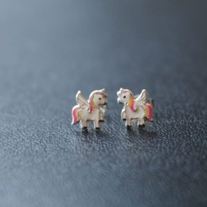 Pendientes Infantiles Unicornio Plata con Epoxi