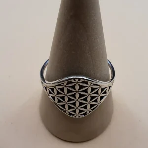 Anillo flor de la vida de plata 925 con patrón de geometría sagrada