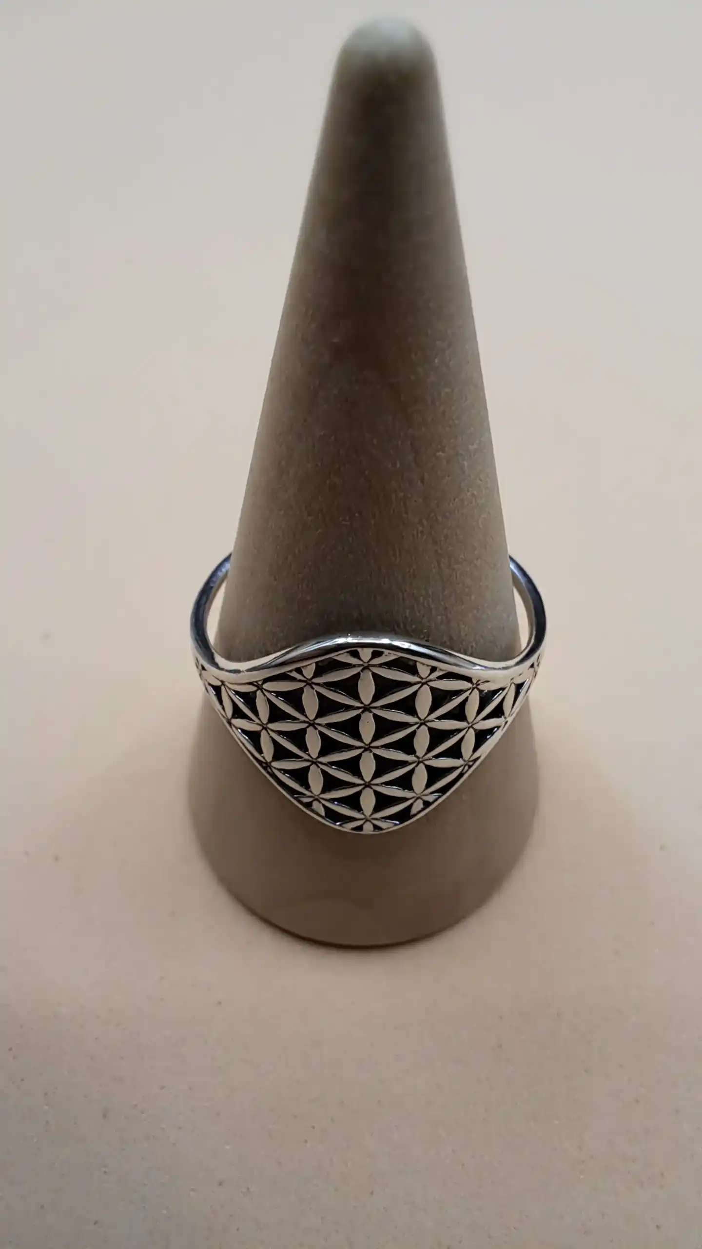 Anillo flor de la vida de plata 925 con patrón de geometría sagrada