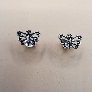"Aros de mariposa de plata 925 con alas de filigrana oxidada