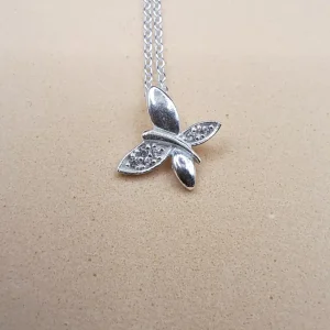 Collar mariposa con circonitas de plata 925, alas con 6 piedras